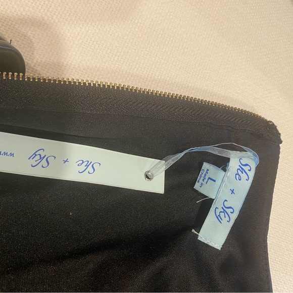 NWT She + Sky Faux Leather Paneled Sleeveless Party Dress Size L - Picture 7 of 11